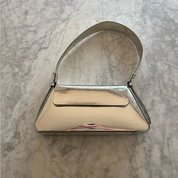 Zara Handbags - Zara Metallic Silver Shoulder Bag